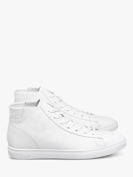 CLAE Bradley Mid-Top Leather Trainers - view 2, White