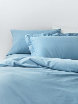 John Lewis Comfy & Relaxed 300 Thread Count Washed Cotton Bedding, French Blue
