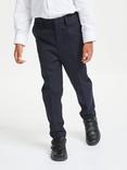 John Lewis Boys' Adjustable Waist Slim Fit School Trousers, Navy