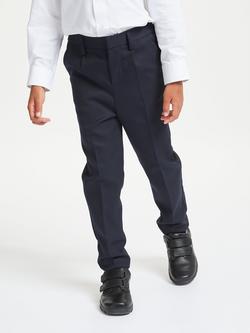 John Lewis Boys' Adjustable Waist Slim Fit School Trousers - view 2, Navy