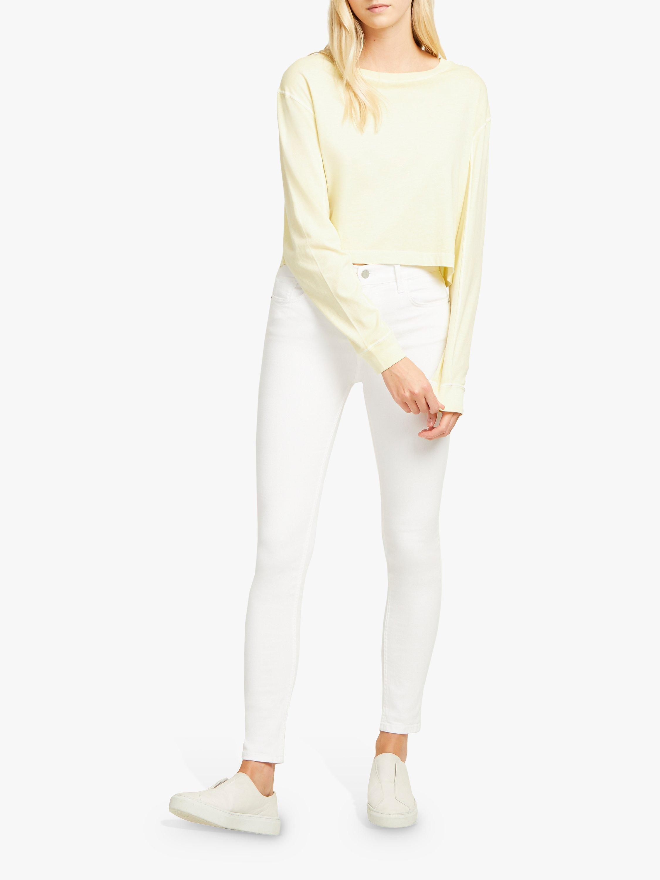 Product image 6 of 6, which shows French Connection Zinnina Cropped Sweatshirt, Super Lemon, M