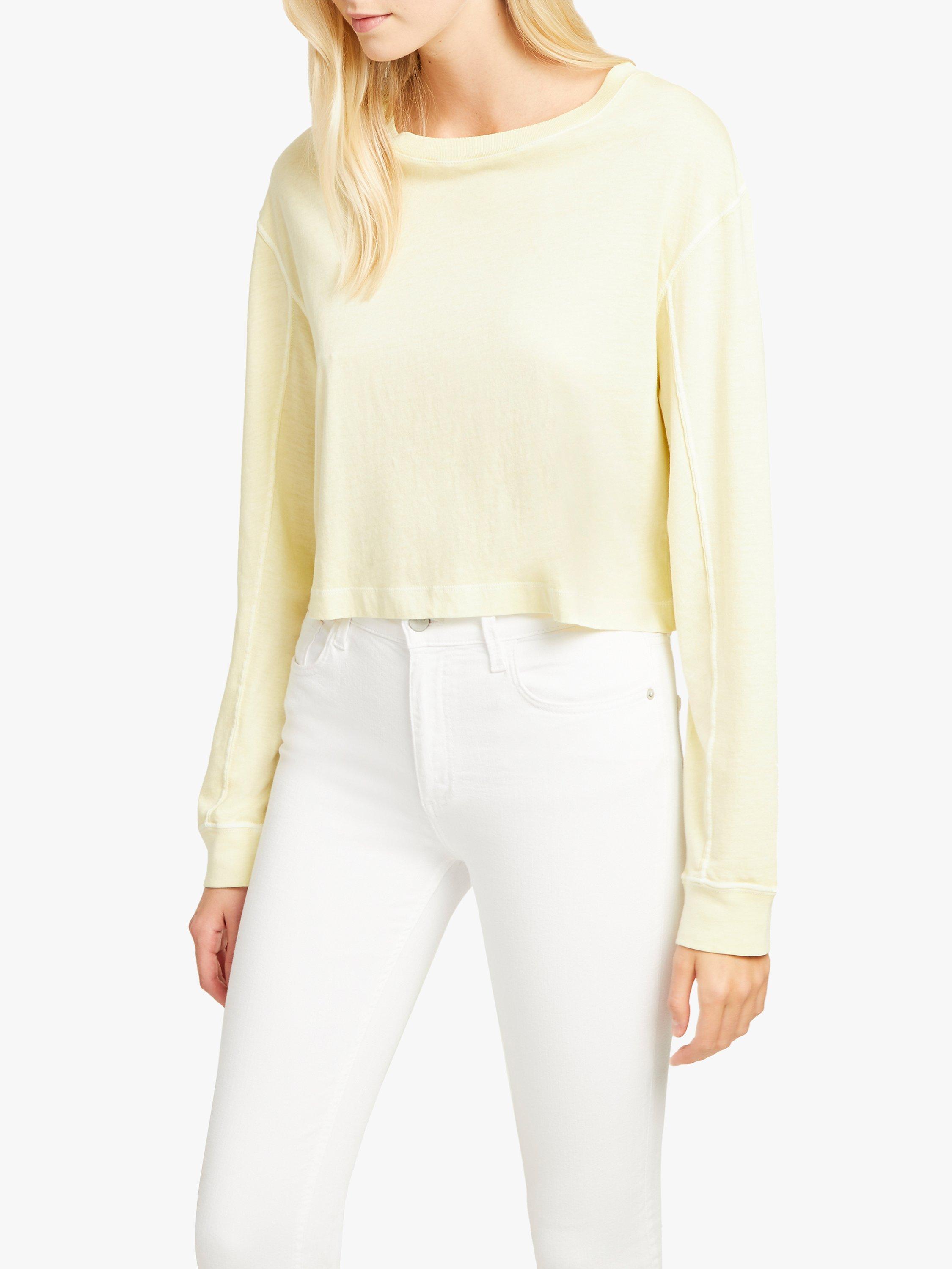 Product image 3 of 6, which shows French Connection Zinnina Cropped Sweatshirt, Super Lemon, M