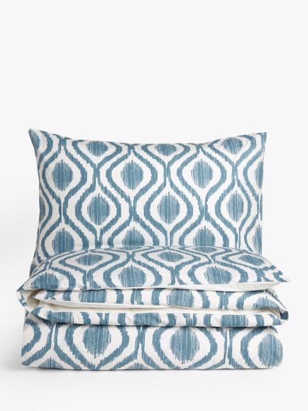 John Lewis Trellis Ikat Duvet Cover Set - view 2, Midnight Blue