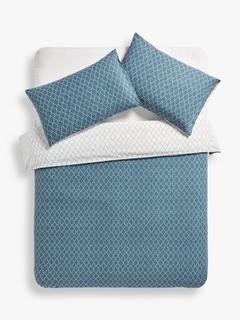 John Lewis Diamond Ditsy Single Duvet Cover Set, Mid Blue