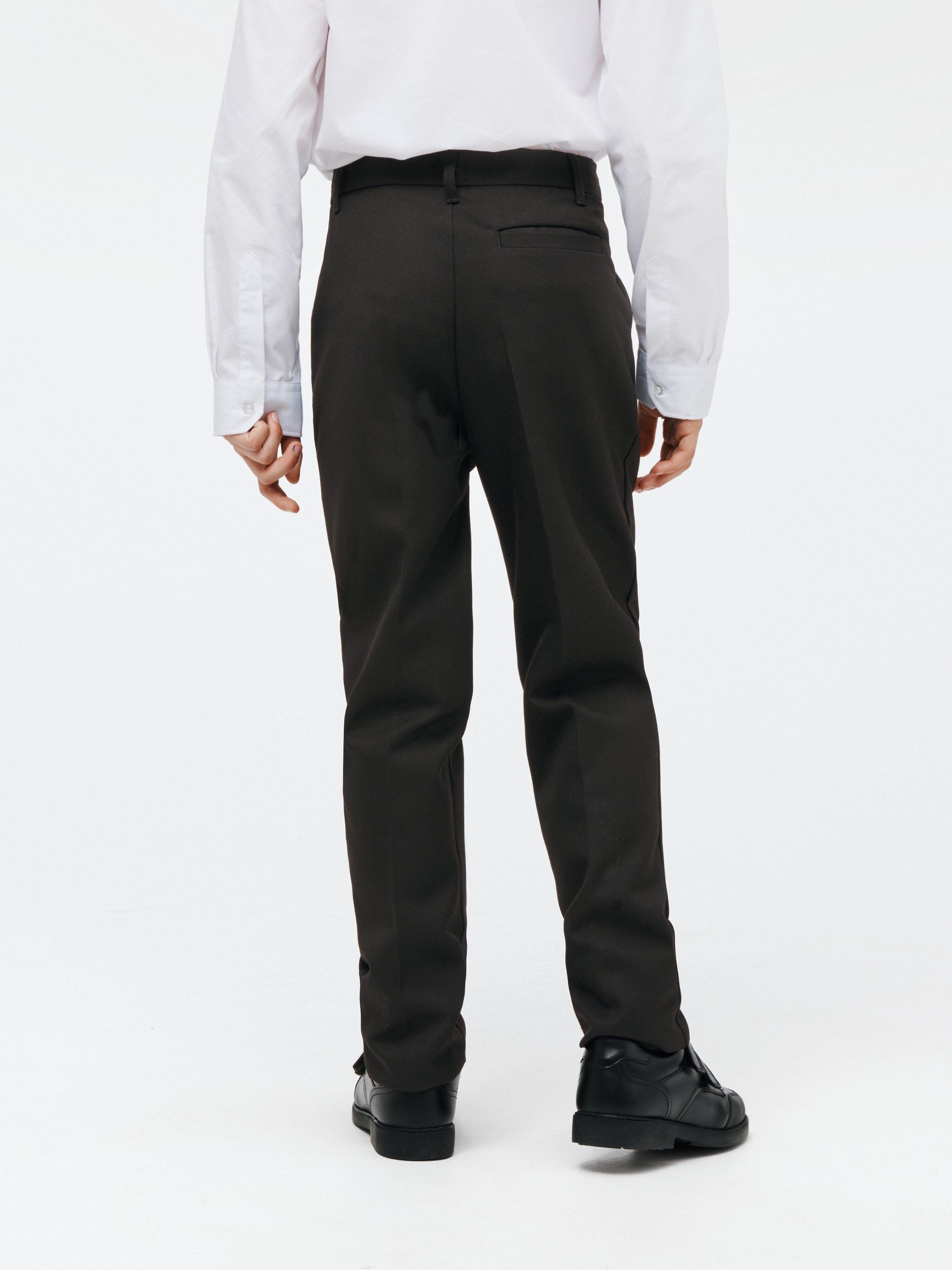 Product image 2 of 5, which shows John Lewis Boys' Adjustable Waist Stain Resistant Slim Fit School Trousers, Black.3 yrs R
