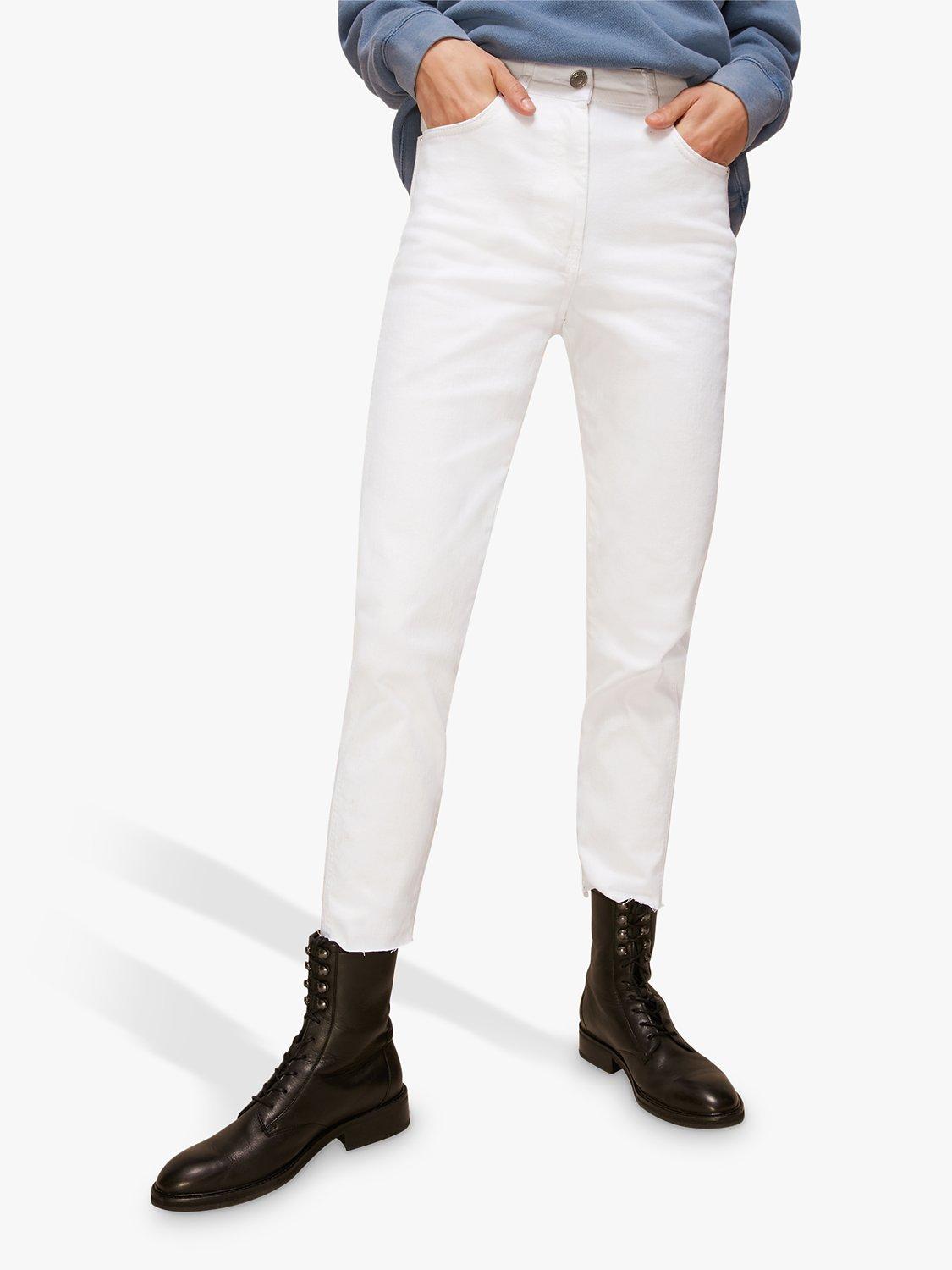 Whistles Authentic Slim Leg Frayed Jeans, White