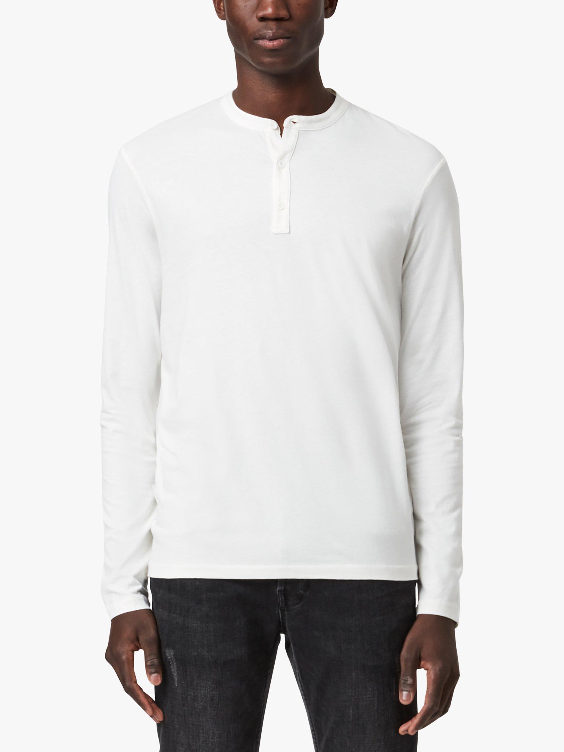 AllSaints Kershaw Long Sleeved Henley Top, Chalk White