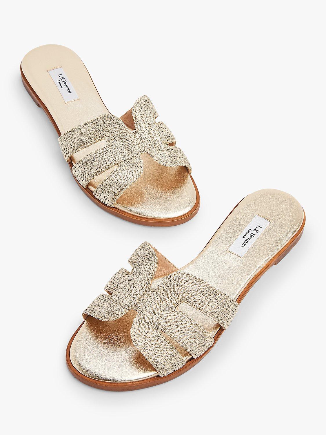 Product image 3 of 4, which shows L.K.Bennett Riley Rope Slip On Sandals, Gold, 3