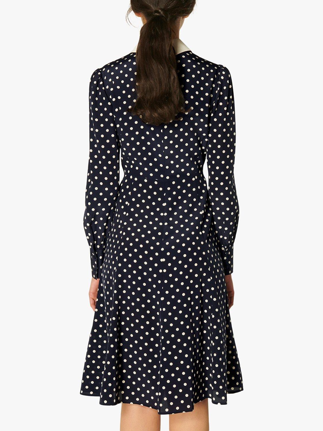 Product image 2 of 4, which shows L.K.Bennett Mathilde Silk Tea Dress, Blue/Cream, 6