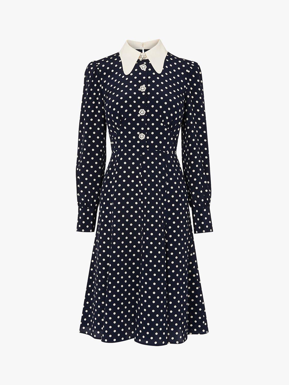 Product image 3 of 4, which shows L.K.Bennett Mathilde Silk Tea Dress, Blue/Cream, 6