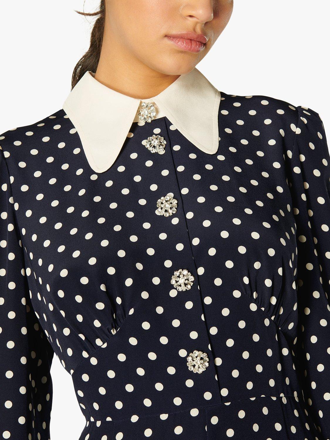 Product image 4 of 4, which shows L.K.Bennett Mathilde Silk Tea Dress, Blue/Cream, 6