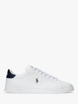 Polo Ralph Lauren Heritage Court II Leather Trainers, White/Newport Navy, White/Newport Navy