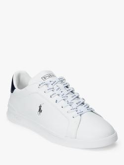 Polo Ralph Lauren Heritage Court II Leather Trainers, White/Newport Navy - view 2, White/Newport Navy