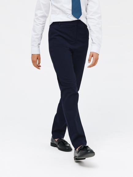 John Lewis Girls' Adjustable Waist Slim Leg School Trousers, Navy
