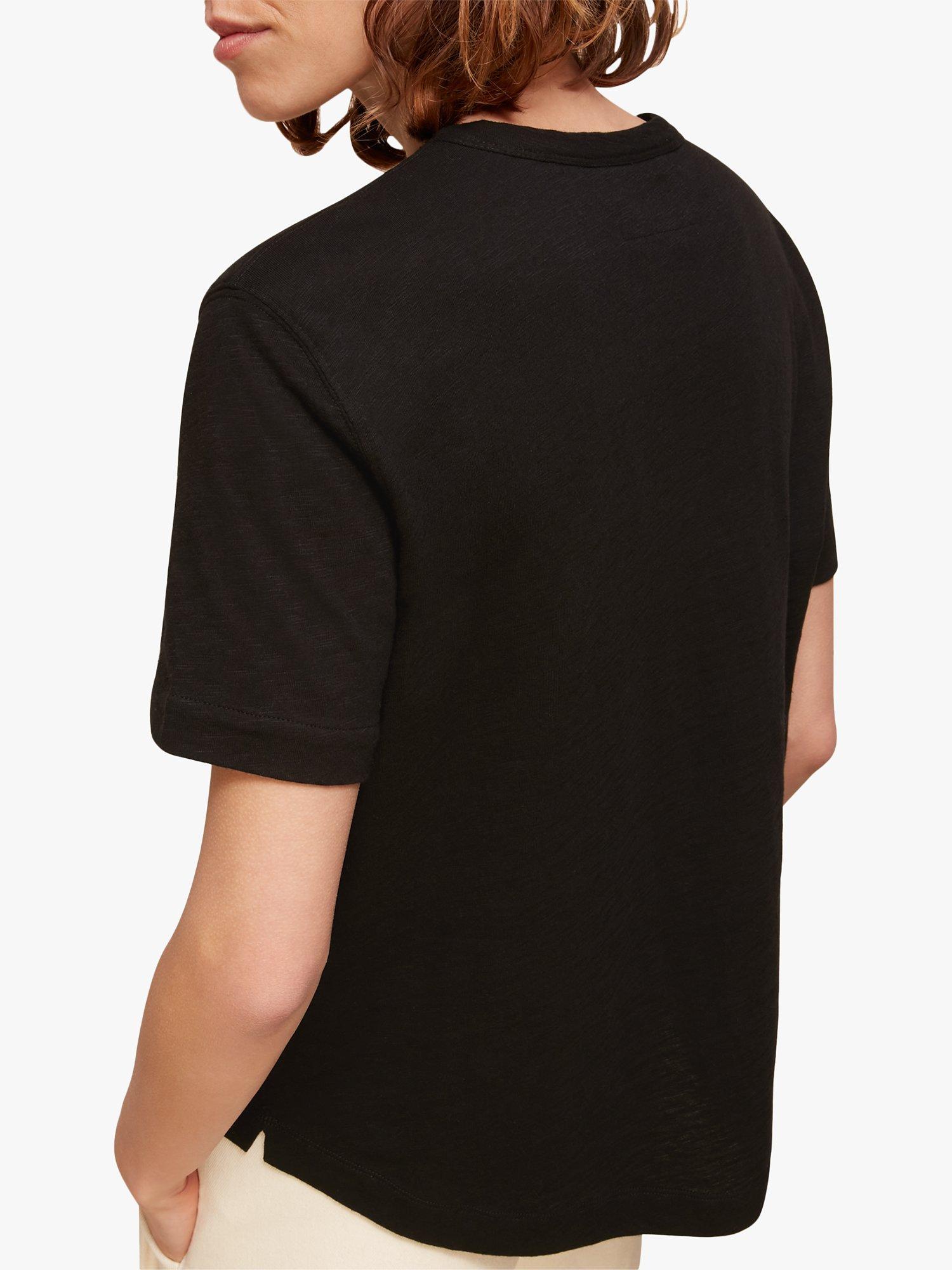 Product image 2 of 3, which shows Whistles Emily Ultimate Short Sleeve T-Shirt, Black, XS
