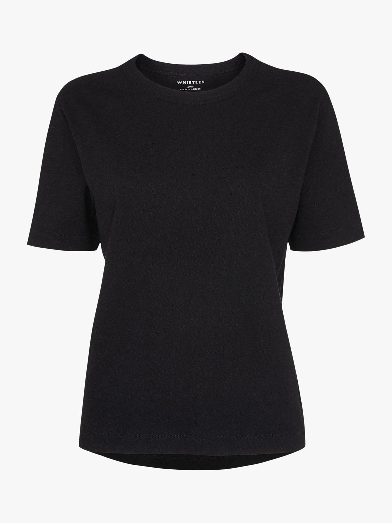 Product image 3 of 3, which shows Whistles Emily Ultimate Short Sleeve T-Shirt, Black, XS