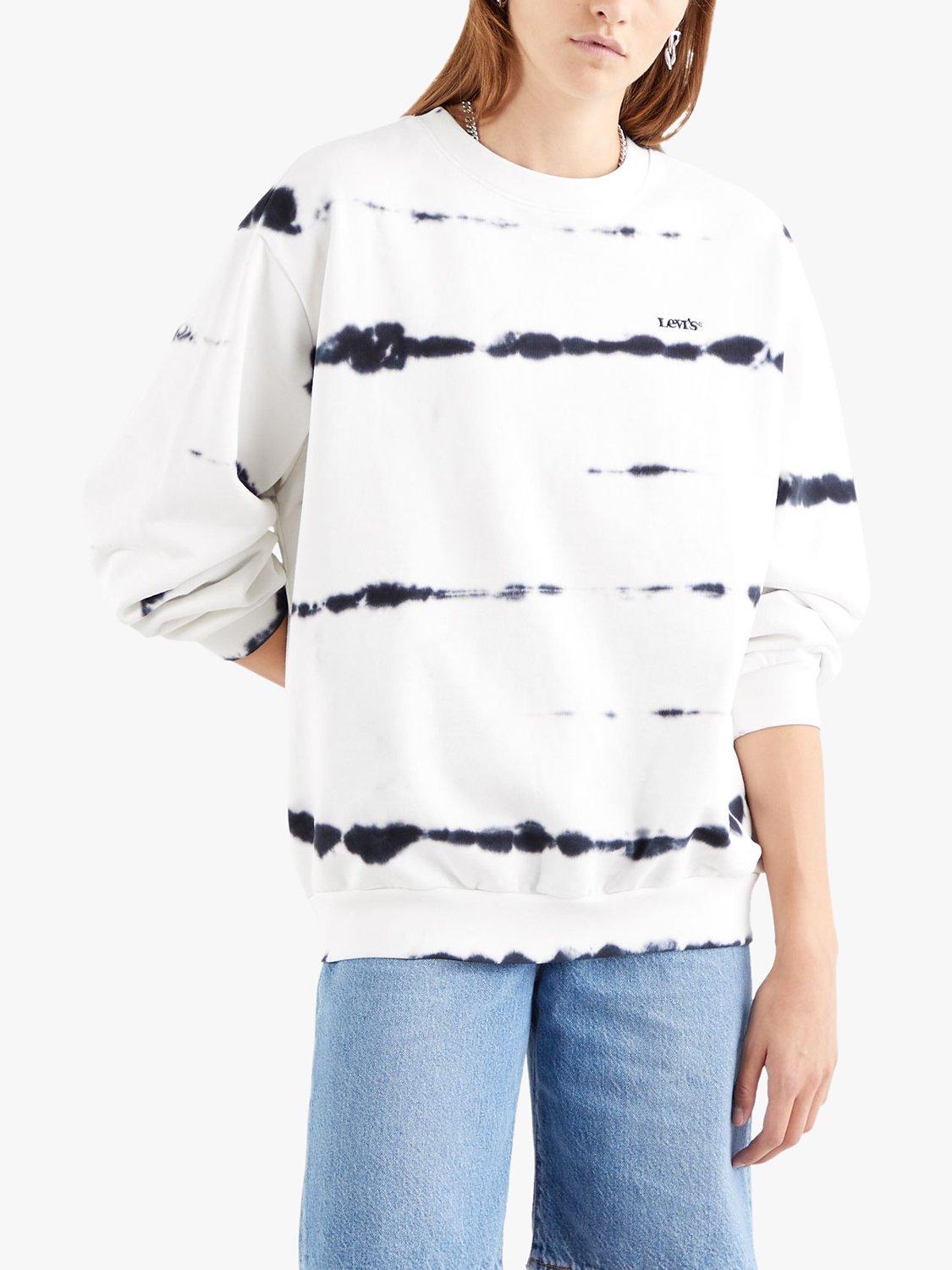 Levi's Melrose Slouchy Fit Crew Neck  Tie-Dye Lines Sweatshirt, White