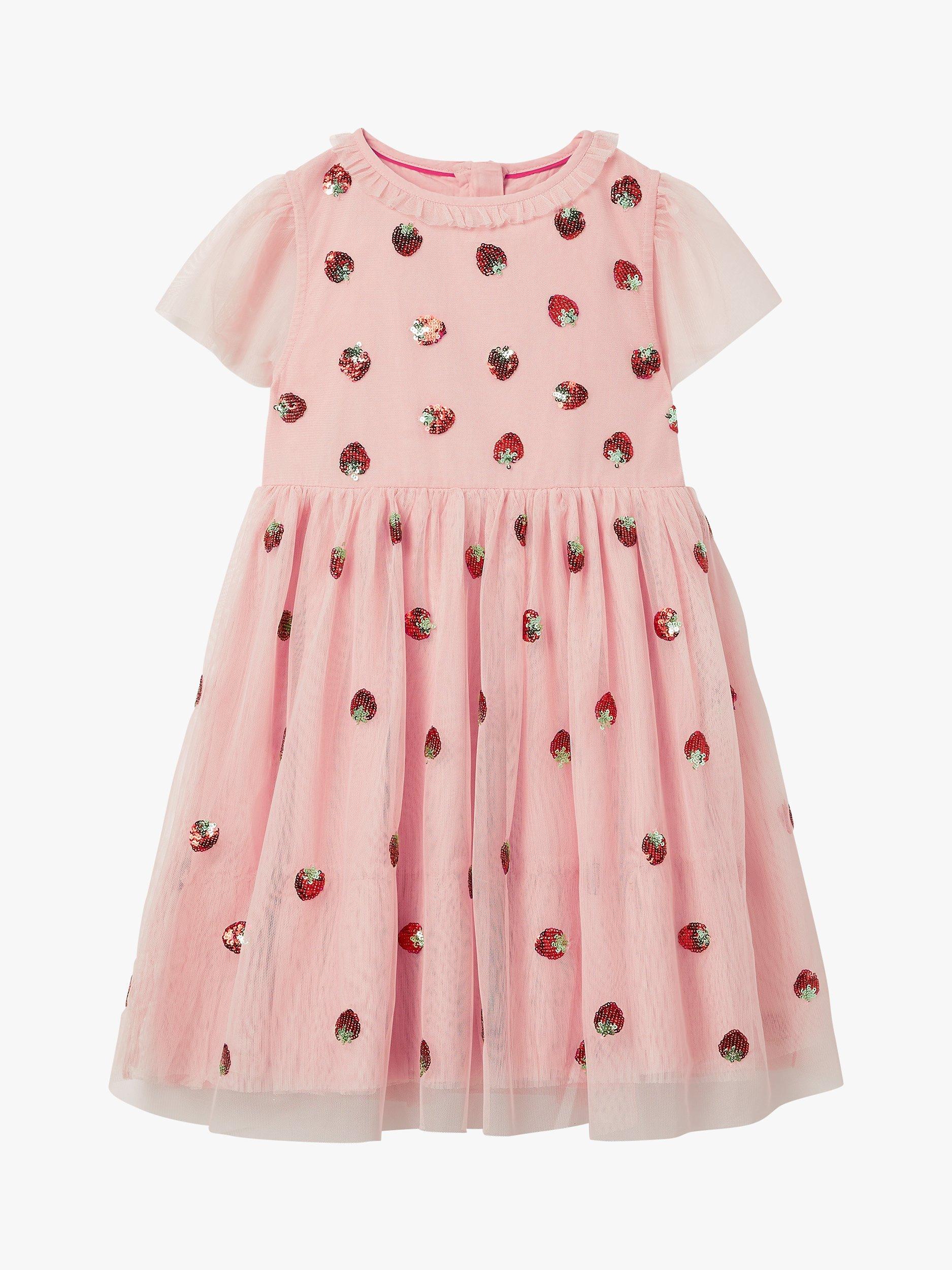 Mini Boden Kids' Strawberry Embellished Tulle Dress, Pink