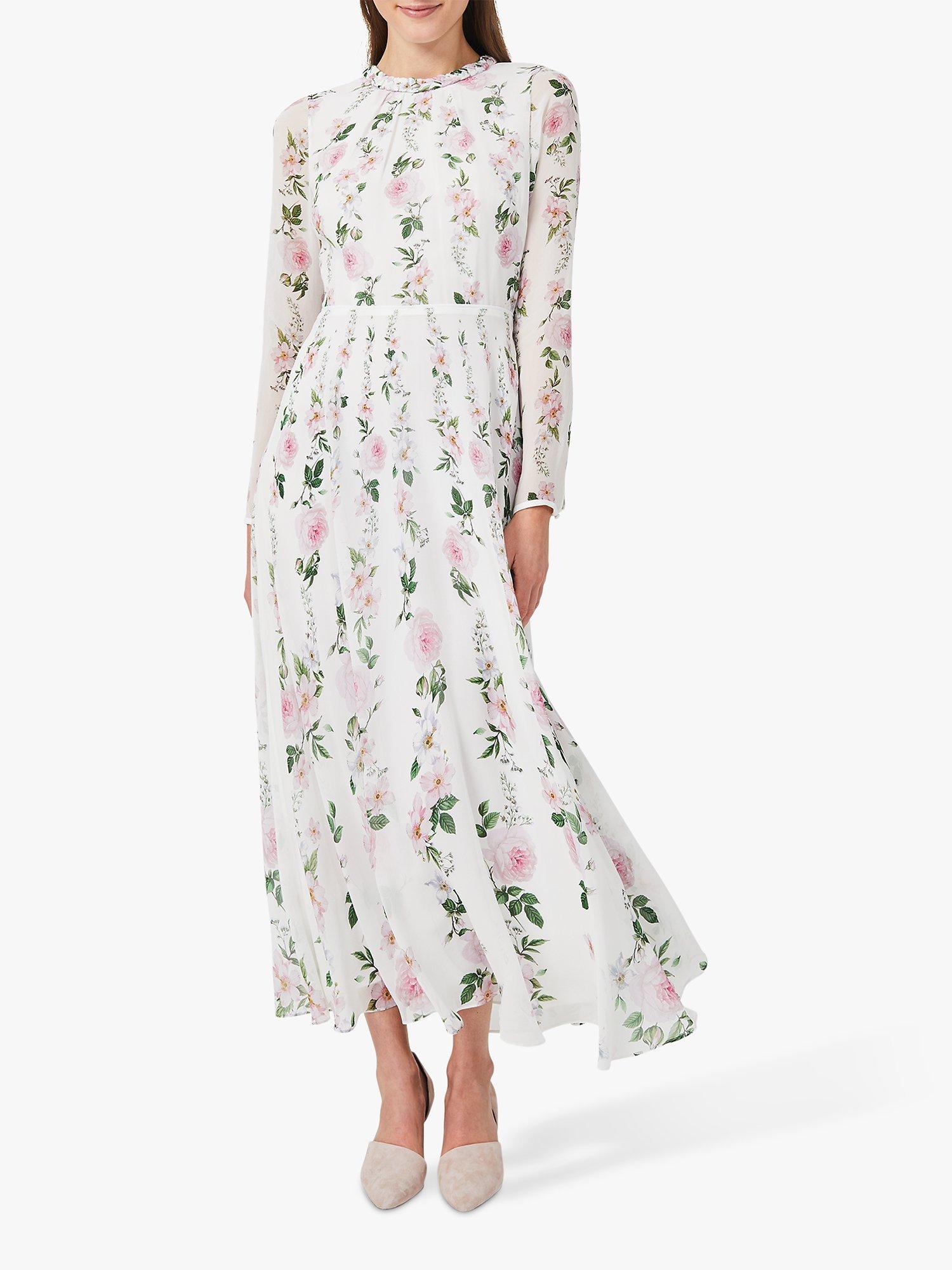 Hobbs Rosabelle Silk Floral Dress, Ivory/Multi
