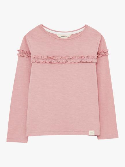 White Stuff Kids' Freya Frill Jersey Tee, Dusty Pink