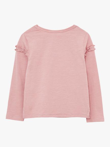 White Stuff Kids' Freya Frill Jersey Tee - view 2, Dusty Pink
