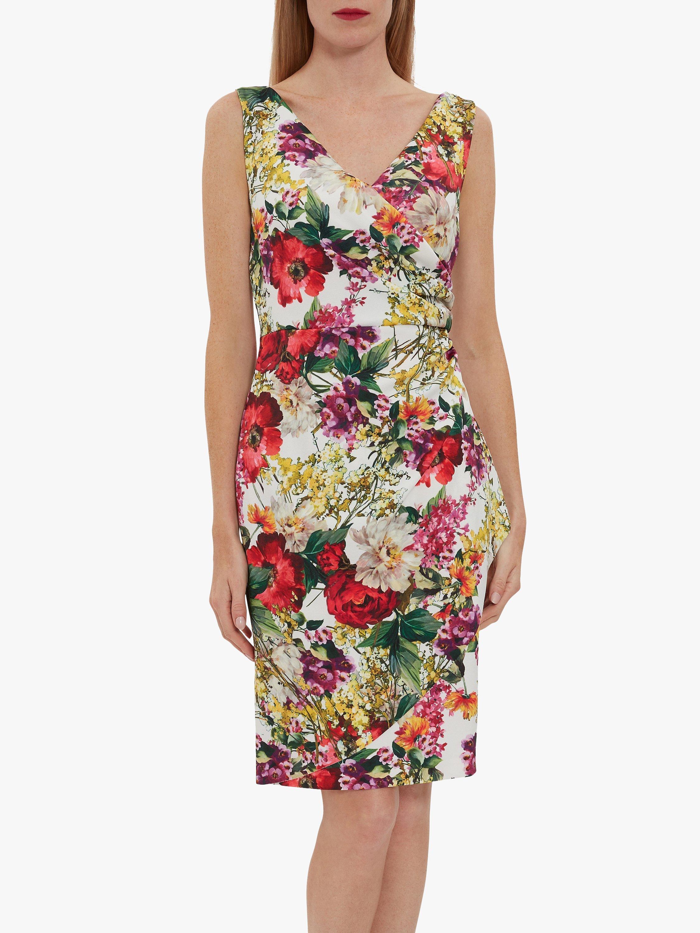 Gina Bacconi Karesa Flora Wrap Knee Length Dress, Multi