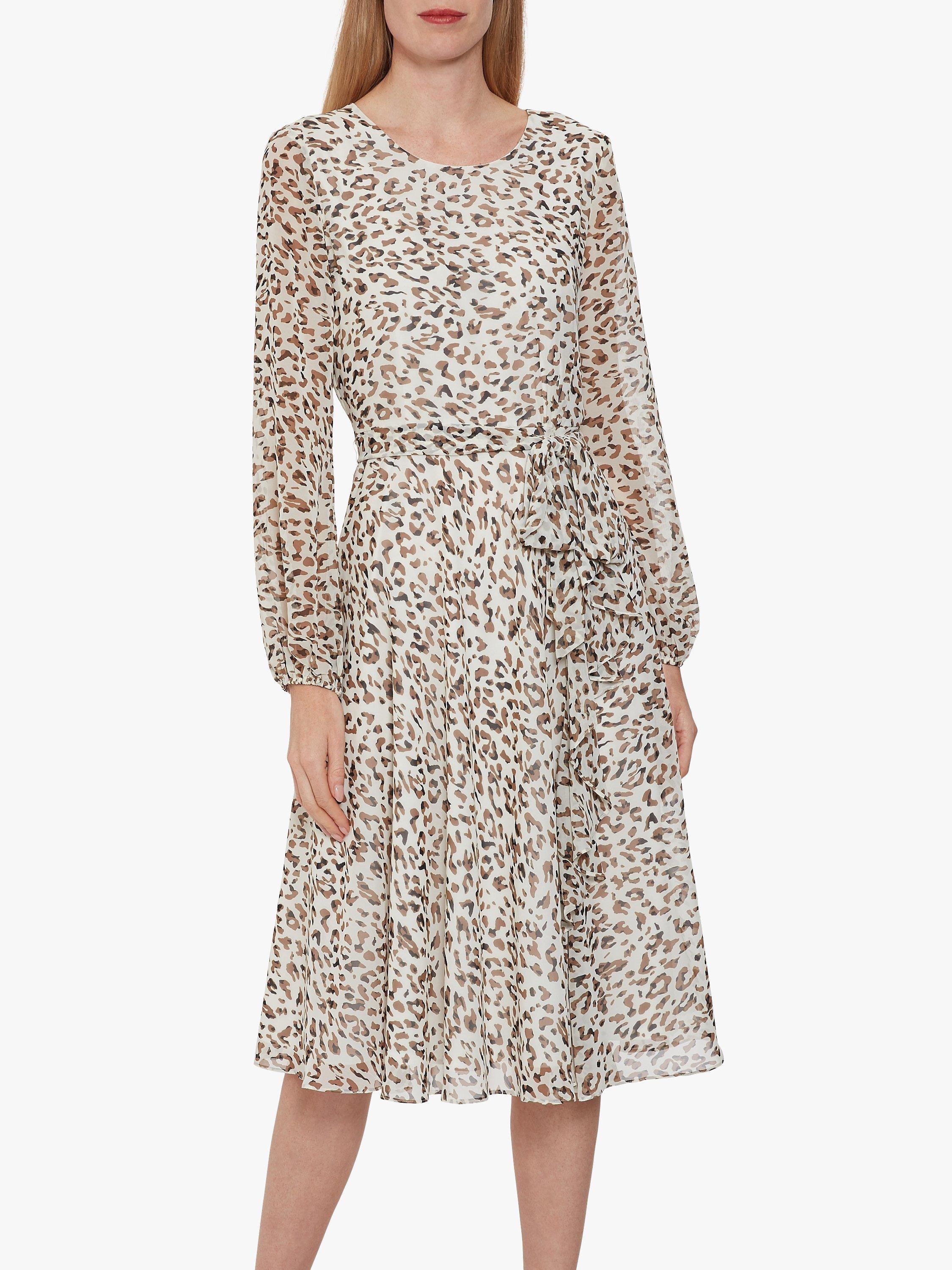 Gina Bacconi Jerilyn Animal Knee Length Dress, Ivory/Black
