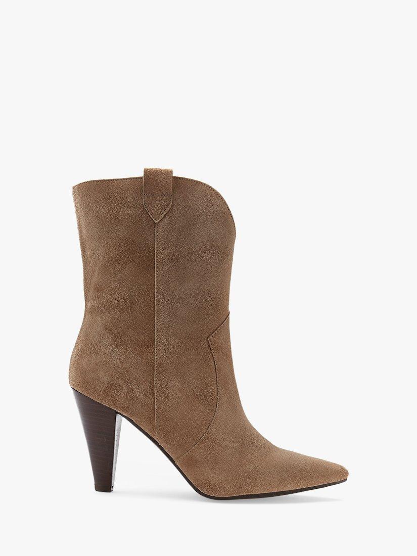 Mint Velvet Flynn Suede Cowboy Boots, Brown