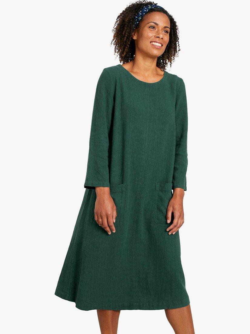 Seasalt Peak Harvest Linen Blend Dress Dark Green
