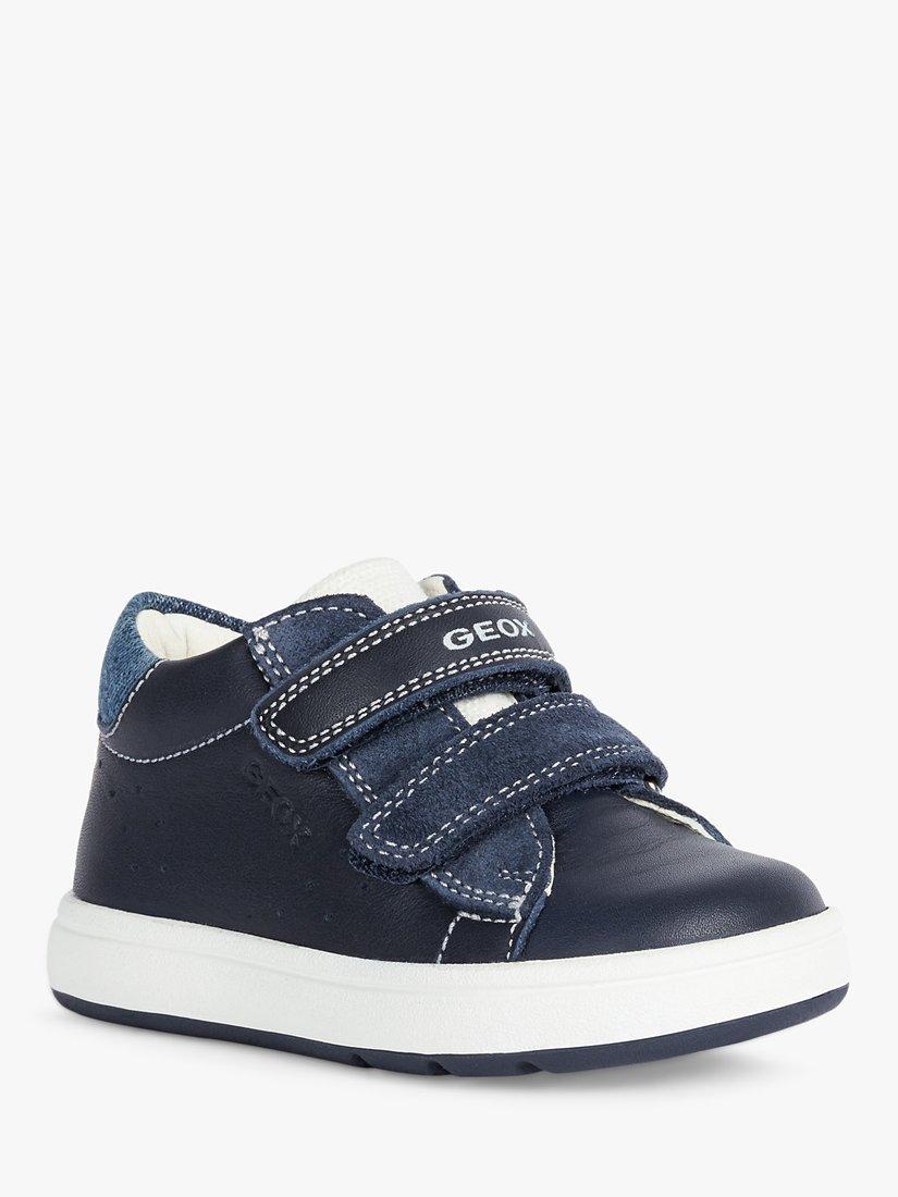 Product image 2 of 7, which shows Geox Kids' Biglia Riptape Pre-Walker Trainers, Navy/White, 19