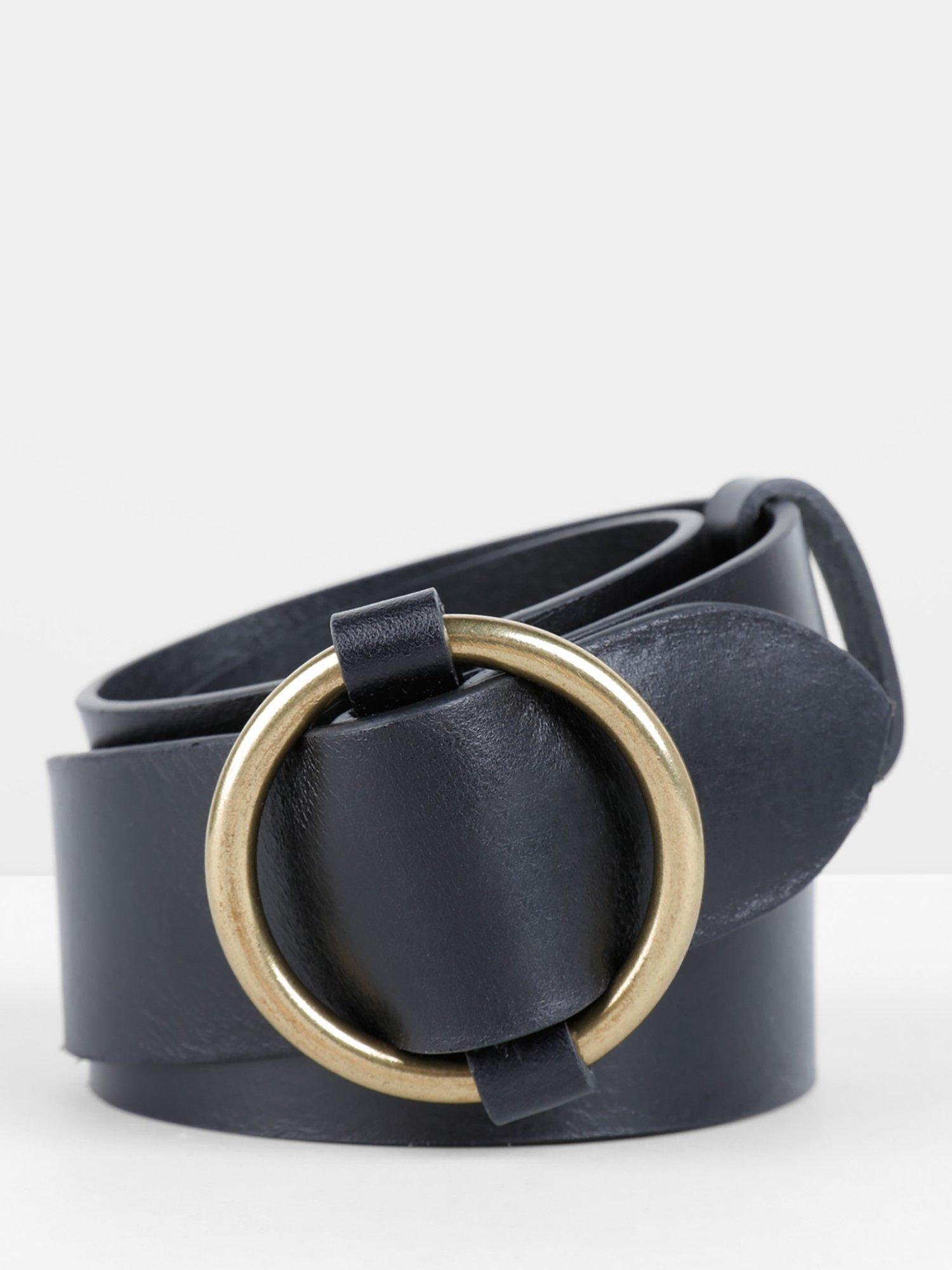 Product image 1 of 3, which shows HUSH Brindisi Leather Jeans Belt, Black, S-M