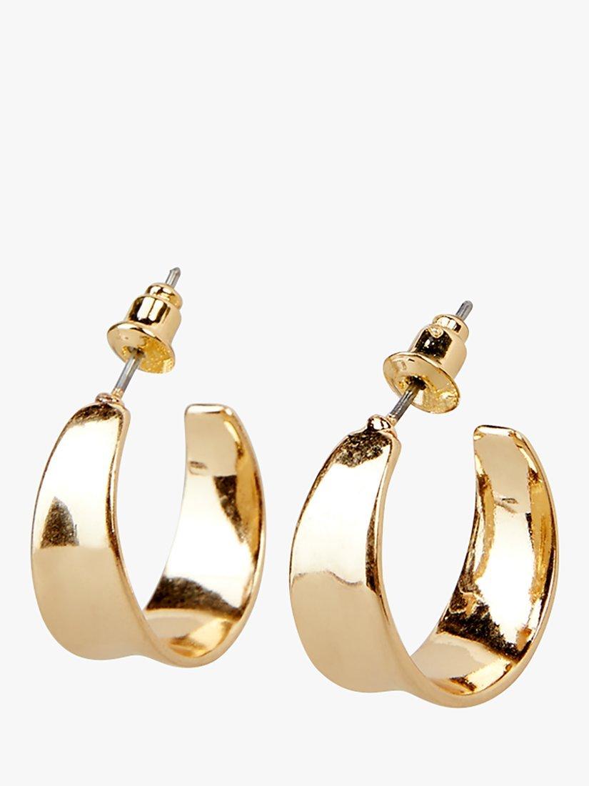 HUSH Coca Tapered Hoop Earrings, Gold, one size