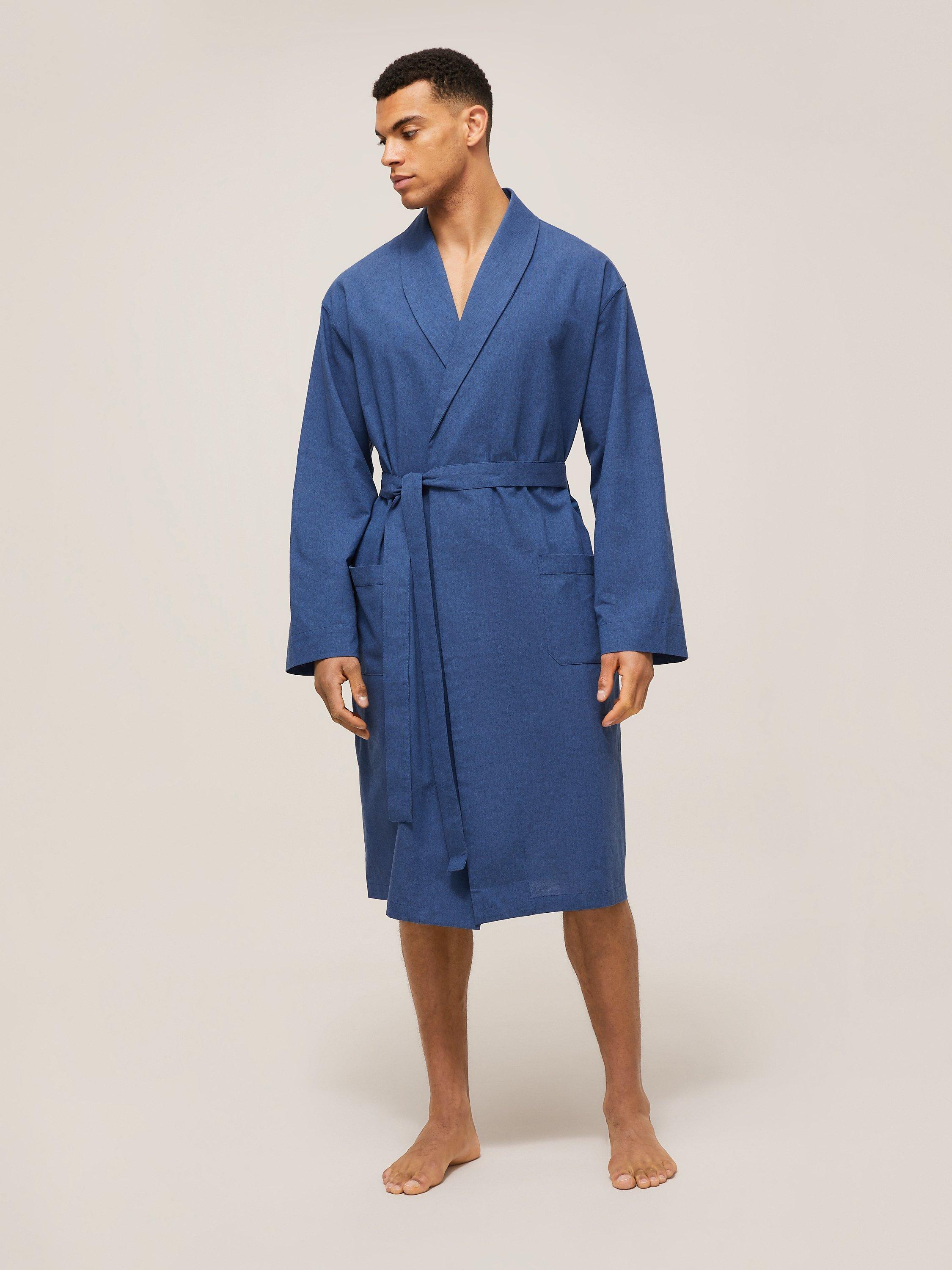 John Lewis Organic Cotton Plain Robe, Blue