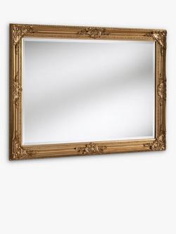 Yearn Baroque Rectangular Wood Framed Wall Mirror, Gold