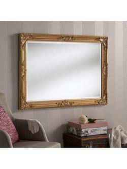 Yearn Baroque Rectangular Wood Framed Wall Mirror - view 2, Gold