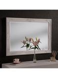 Yearn Baroque Rectangular Wood Framed Wall Mirror, White