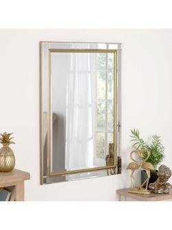 Yearn Bevelled Glass Edge Rectangular Wall Mirror, Gold, Gold