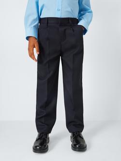John Lewis Boys' Regular Fit Adjustable Waist School Trousers, Navy