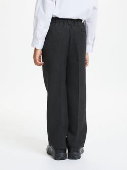 John Lewis Boys' Adjustable Waist Generous Fit Stain Resistant School Trousers - view 2, Charcoal Grey