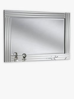 Yearn Bevelled Glass Rows Rectangular Frame Wall Mirror, Clear/Black, Clear/Black