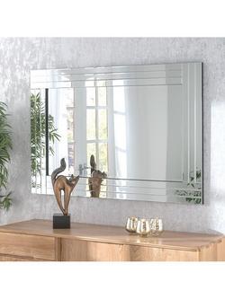 Yearn Bevelled Glass Rows Rectangular Frame Wall Mirror, Clear/Black - view 2, Clear/Black