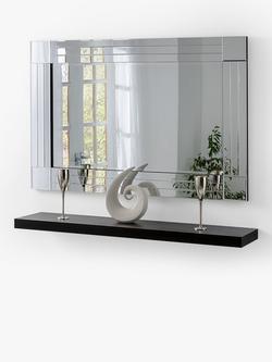 Yearn Bevelled Glass Square Corner Rows Rectangular Frame Wall Mirror, Clear/Black - view 2, Clear/Black