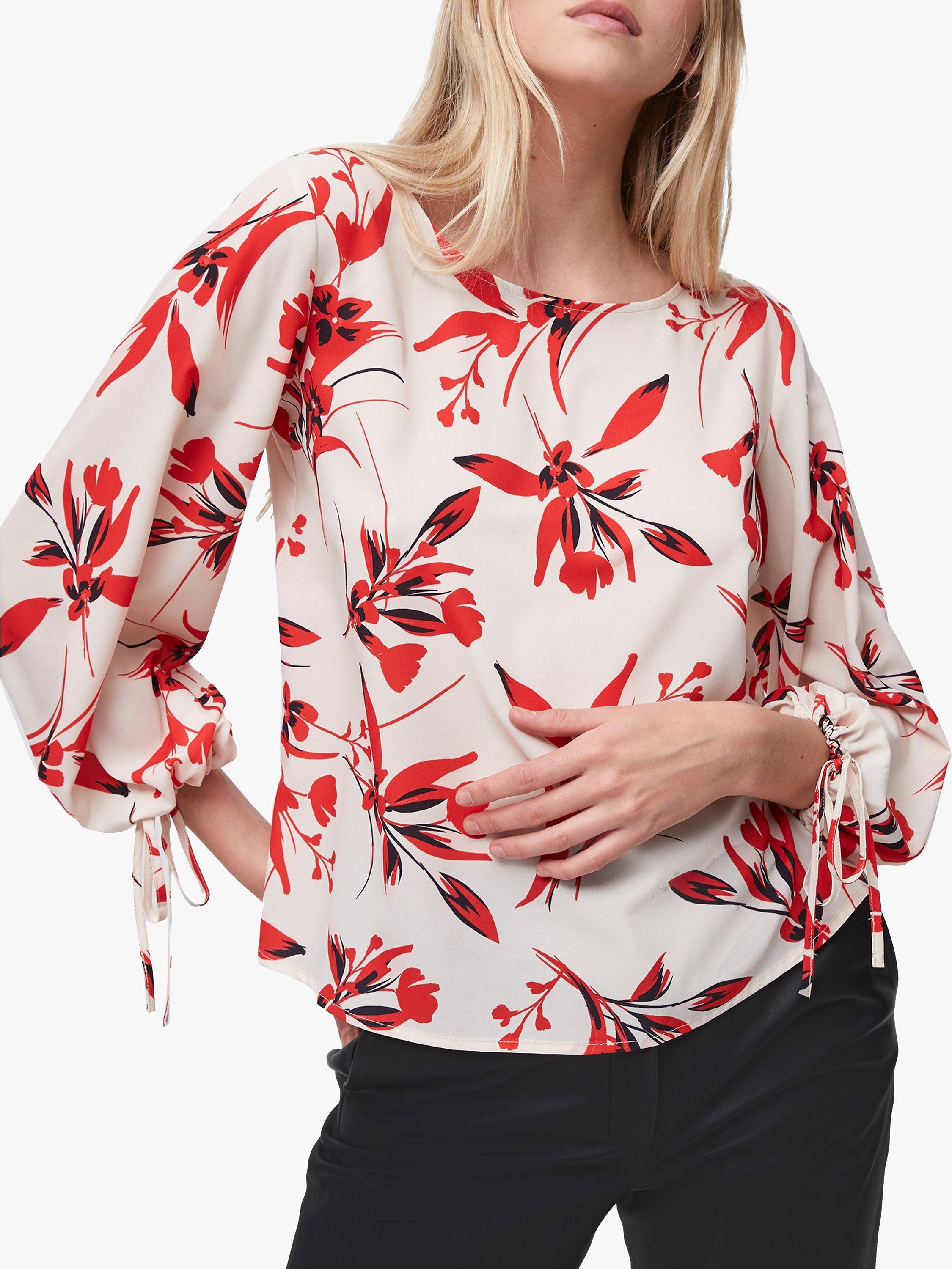 French Connection Eliva Crepe Light Long Sleeve Top, Classic Cream/Multi