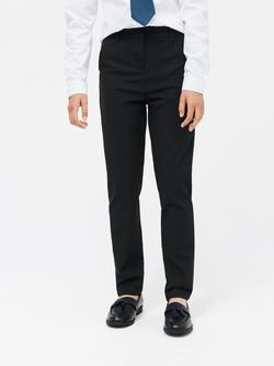 John Lewis Girls' Adjustable Waist Slim Leg School Trousers, Black