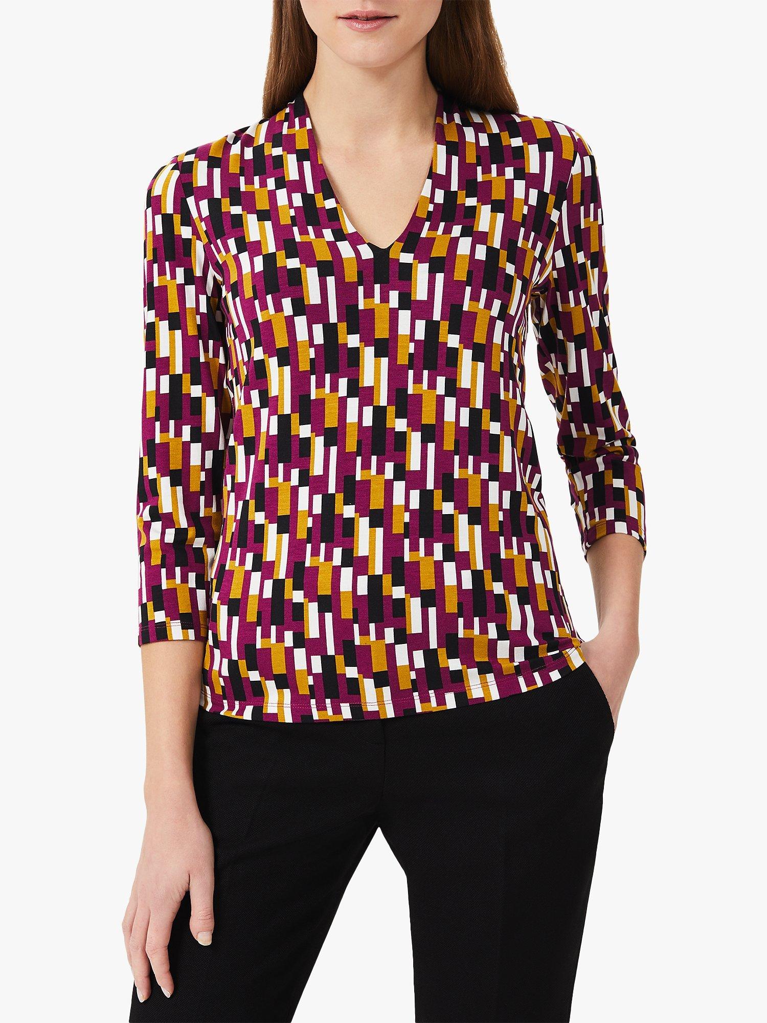 Hobbs Aimee Print Top, Magenta/Multi Abstract, XS