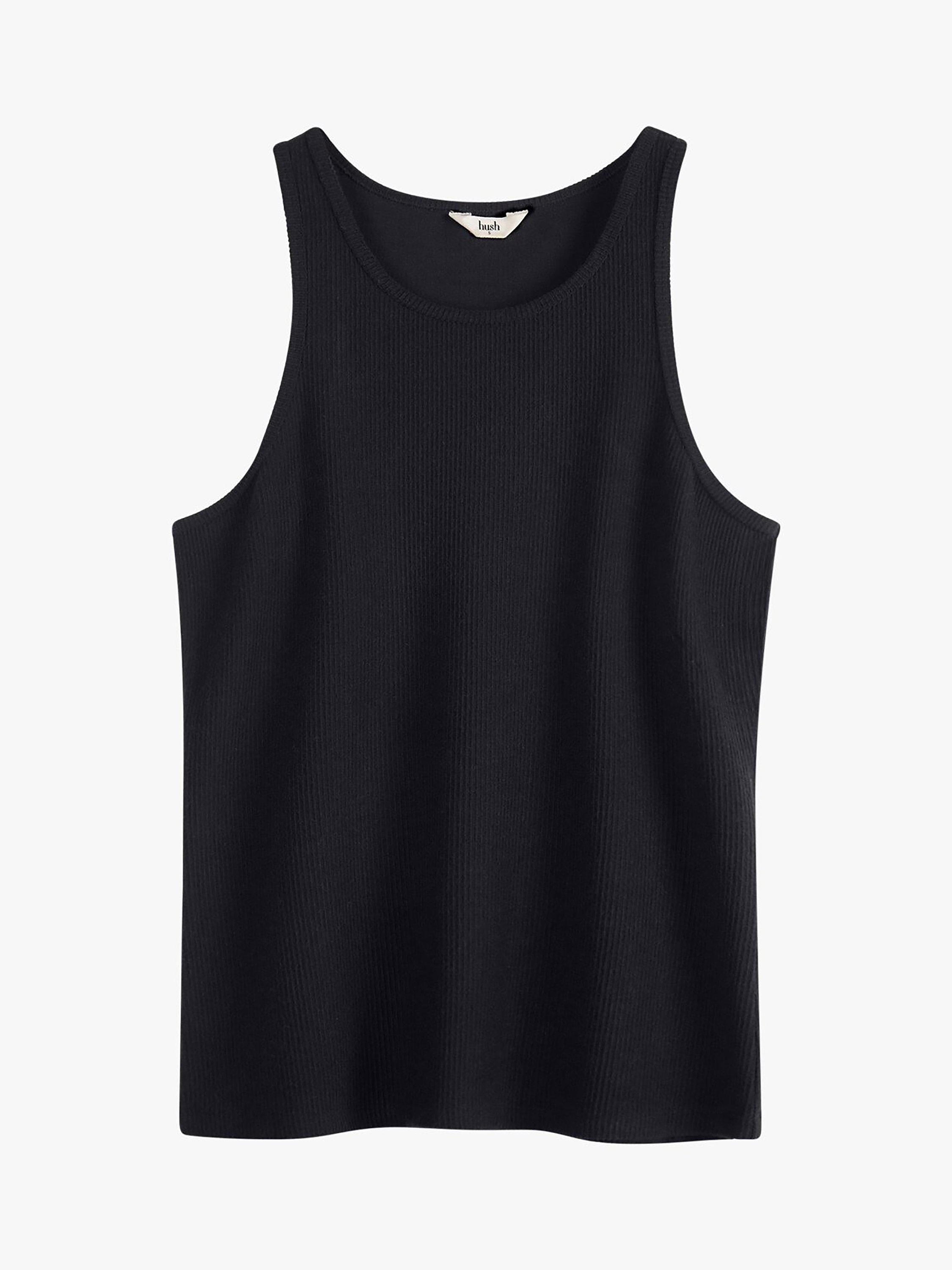 Product image 4 of 4, which shows HUSH Ribbed Scoop Neck Vest, Black, L