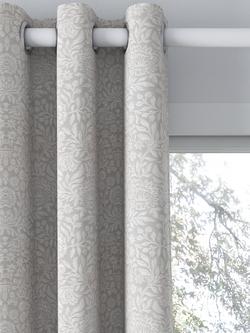 John Lewis Hidcote Weave Pair Lined Eyelet Curtains, Grey, Grey