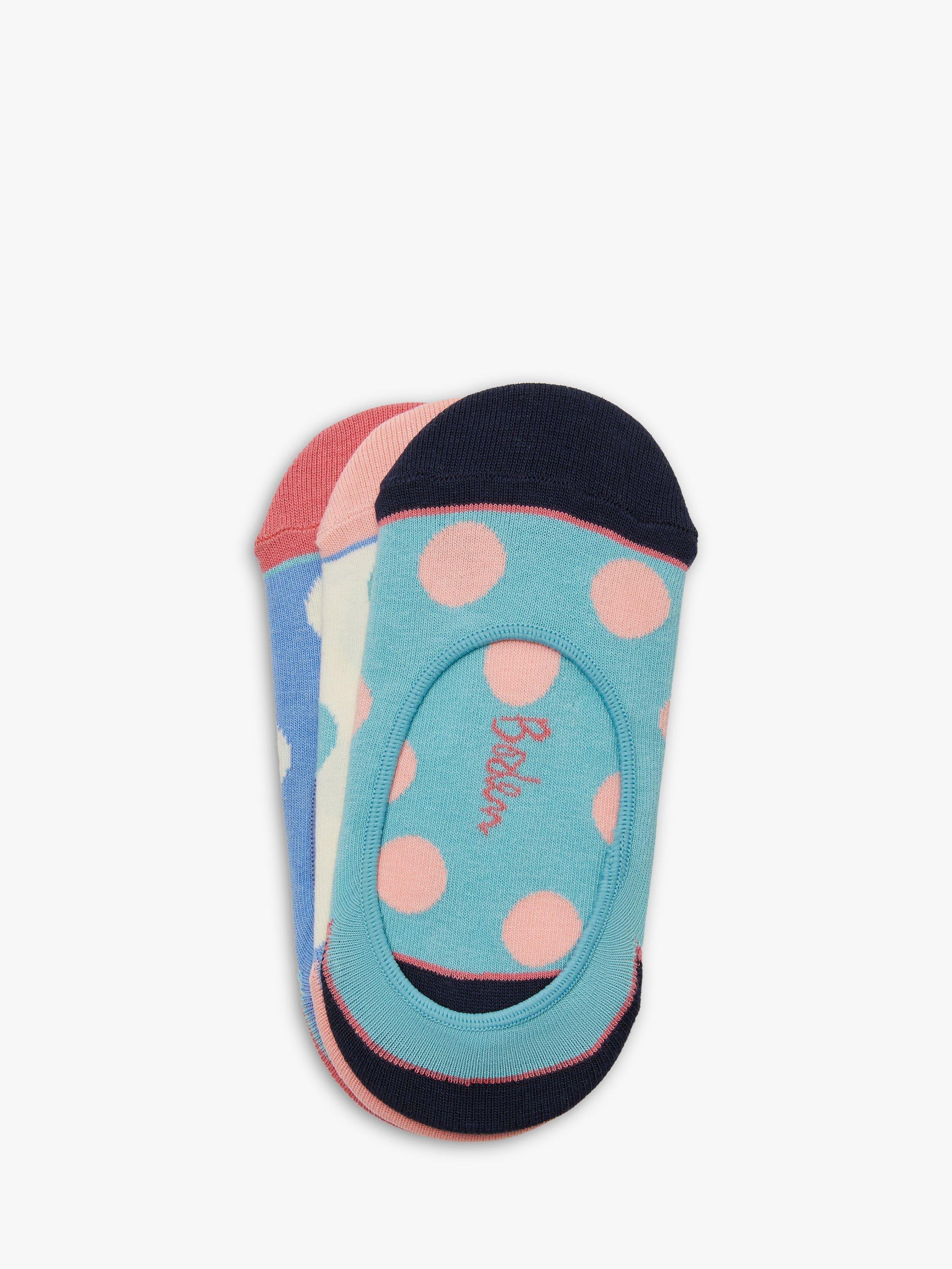 Boden Spot Print Sock Liners, Pack of 3, Multi