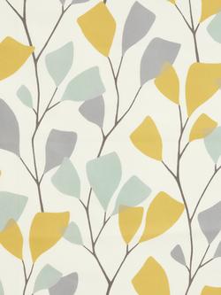 John Lewis Ines Print Pair Lined Eyelet Curtains, Citrine - view 2, Citrine