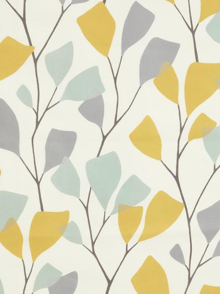 John Lewis Ines Print Pair Lined Eyelet Curtains, Citrine - view 2, Citrine